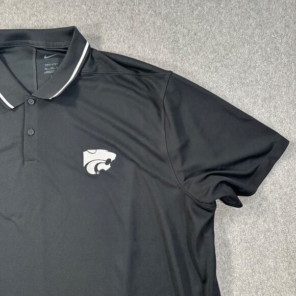Kansas State Wildcats Nike Dri-Fit Polo Shirt Men's 3XL Black Short Sleeve - Picture 2 of 9